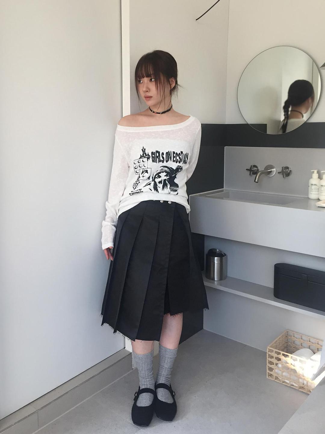 glow snap wrap skirt (black)