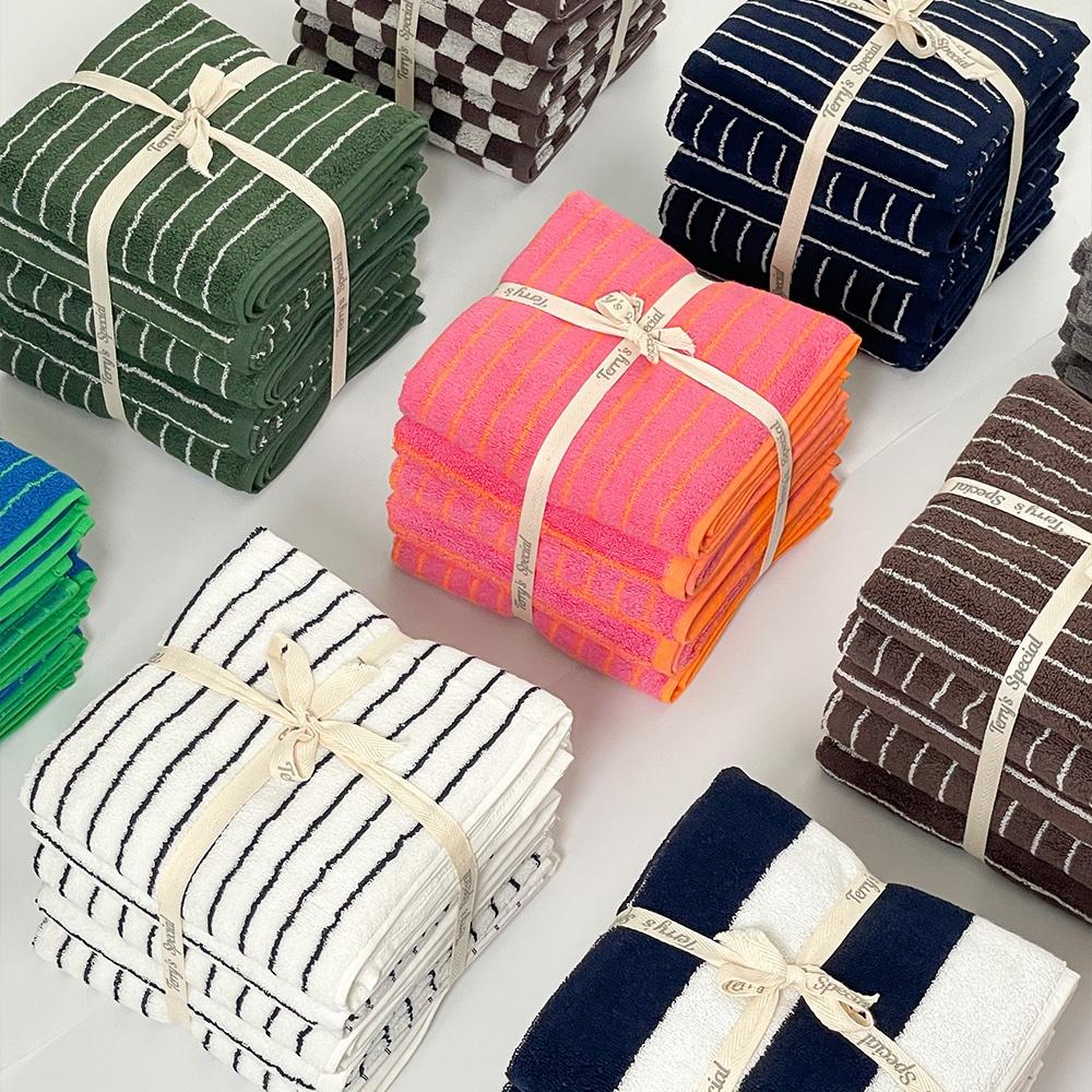 스트라이프 / 더블페이스 /핀스트라이프 / 체커 200g 호텔수건 5장