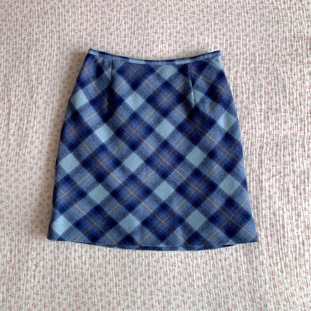 [중고] Blue check skirt (23)