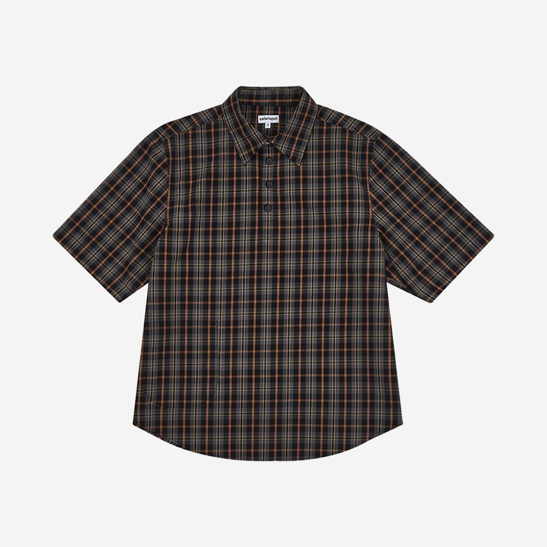 Safarispot Pocket Check Half Shirts Brown