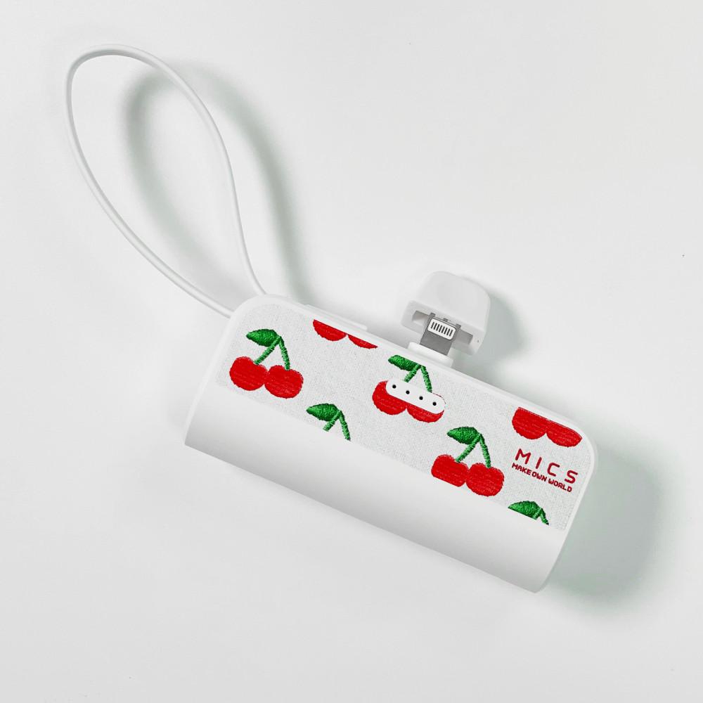 [믹] 자수체리 패턴 도킹형 보조배터리 5,000mAh