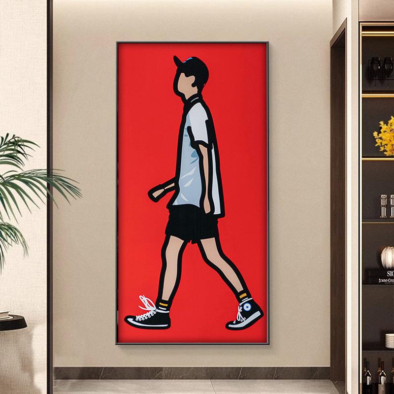 줄리안오피 walk man 팝아트 거실 인테리어 세로 긴 와이드 액자 그림 30x60cm
