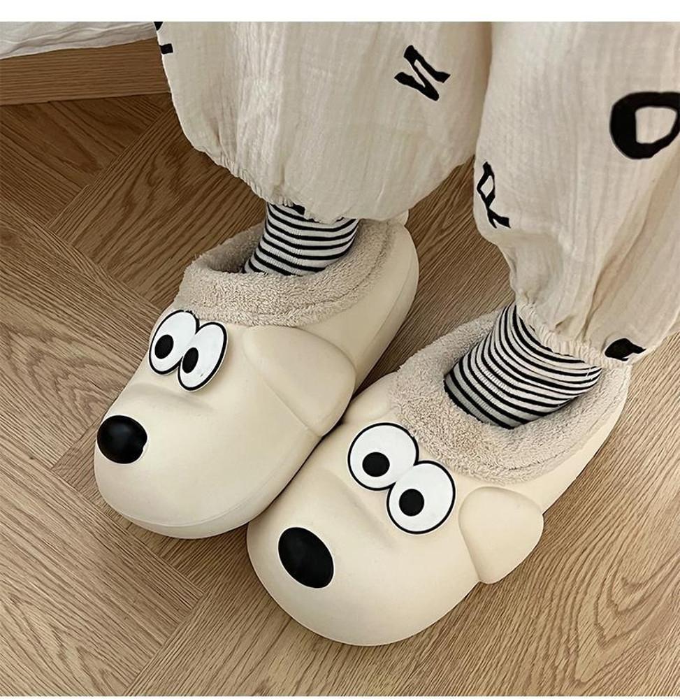 그로밋 슈즈 강아지 겨울 털실내화 캐릭터 여성용 남성용 아동용 털슬리퍼 방한용 사무실 실내