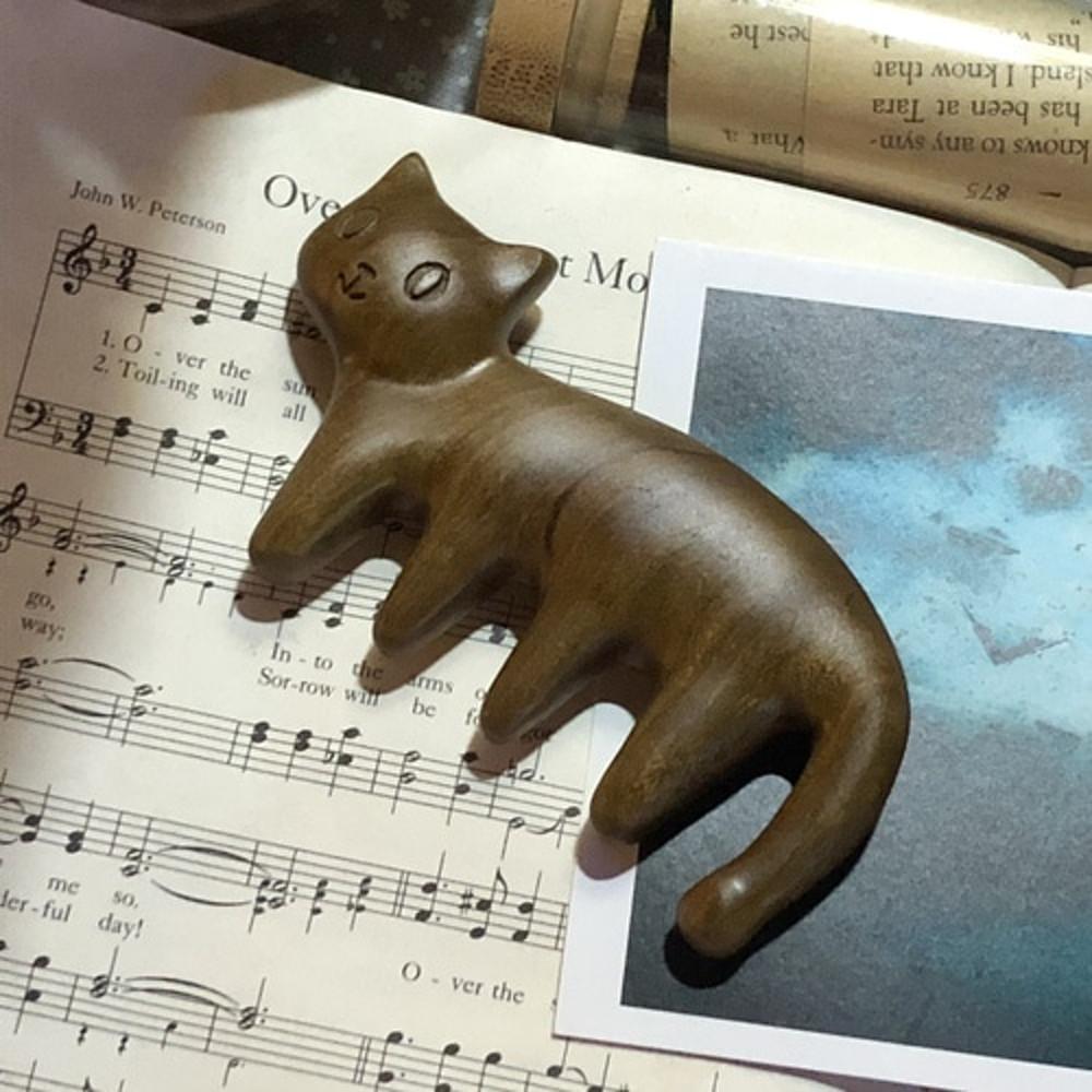 [귀여운 우드 괄사] 마사지 림프 두피 고양이 바디괄사 마을엔