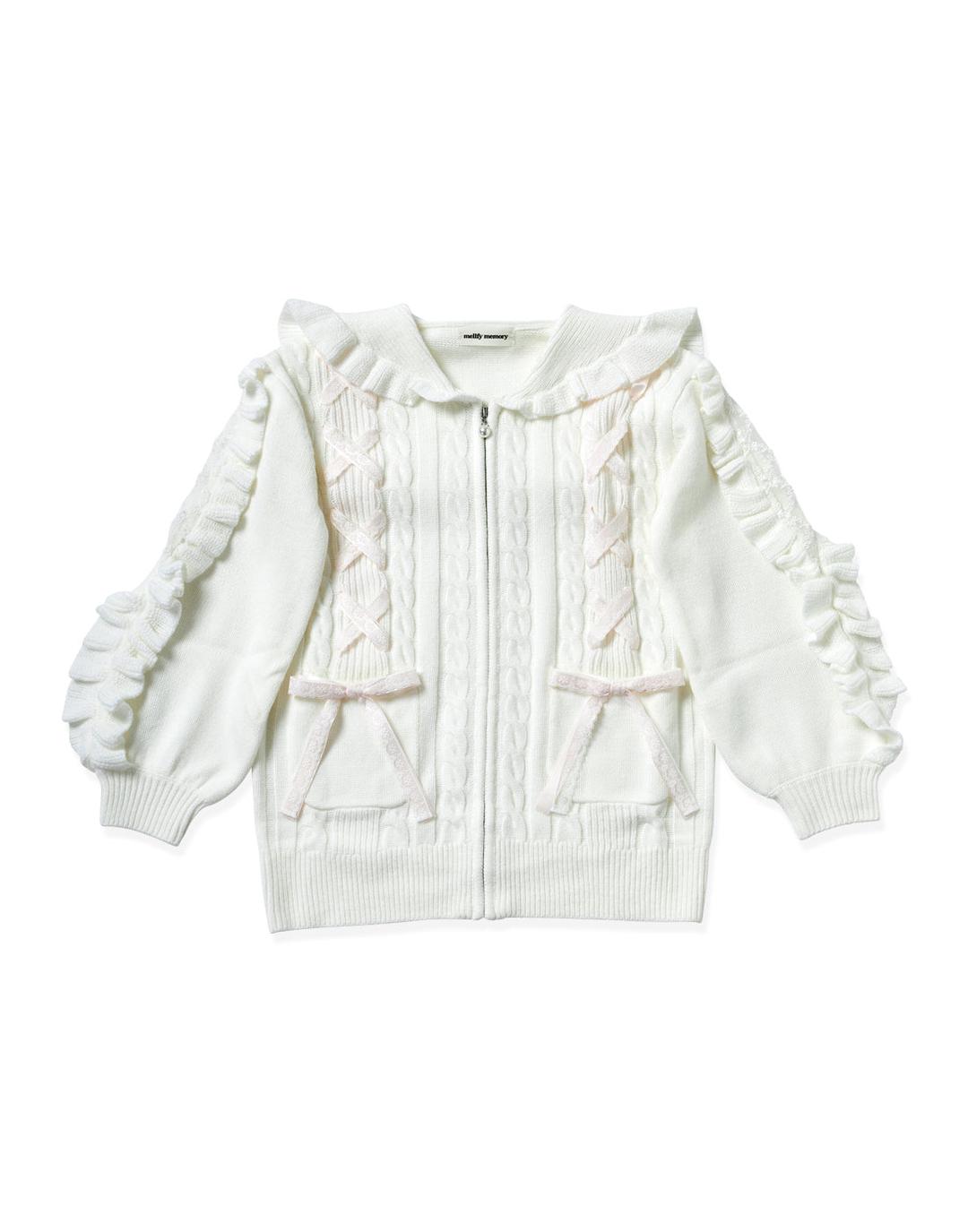 Honey lace up knit アウター - WHITE / M