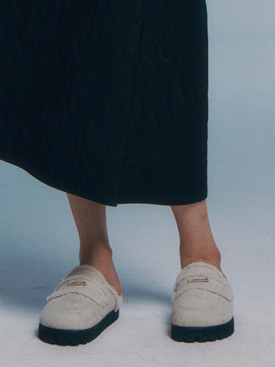 Suede Clog Mule - Light Grey