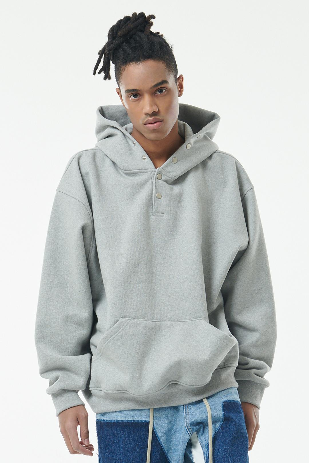 22SS01AT25 스냅 버튼 오버핏 후드티 (멜란지)