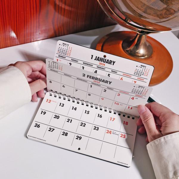 BLACK POCKET CALENDAR 2024