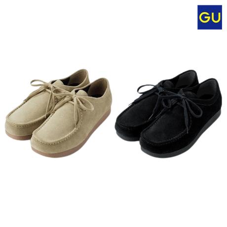 GU 리얼 레더 모카신 슈즈 베이지 블랙 347372