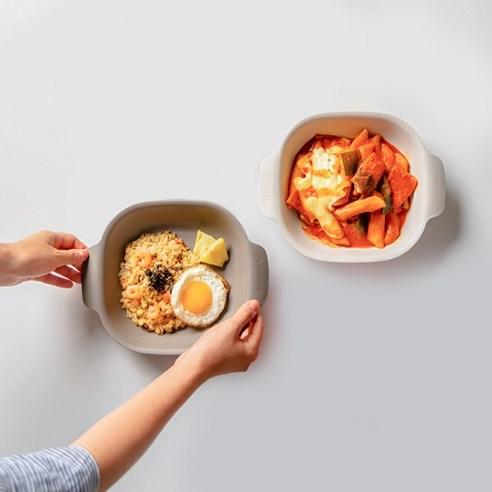 나인웨어 프렌즈 사각 샐러드볼 아이보리 + 그레이, 혼합색상, 1세트