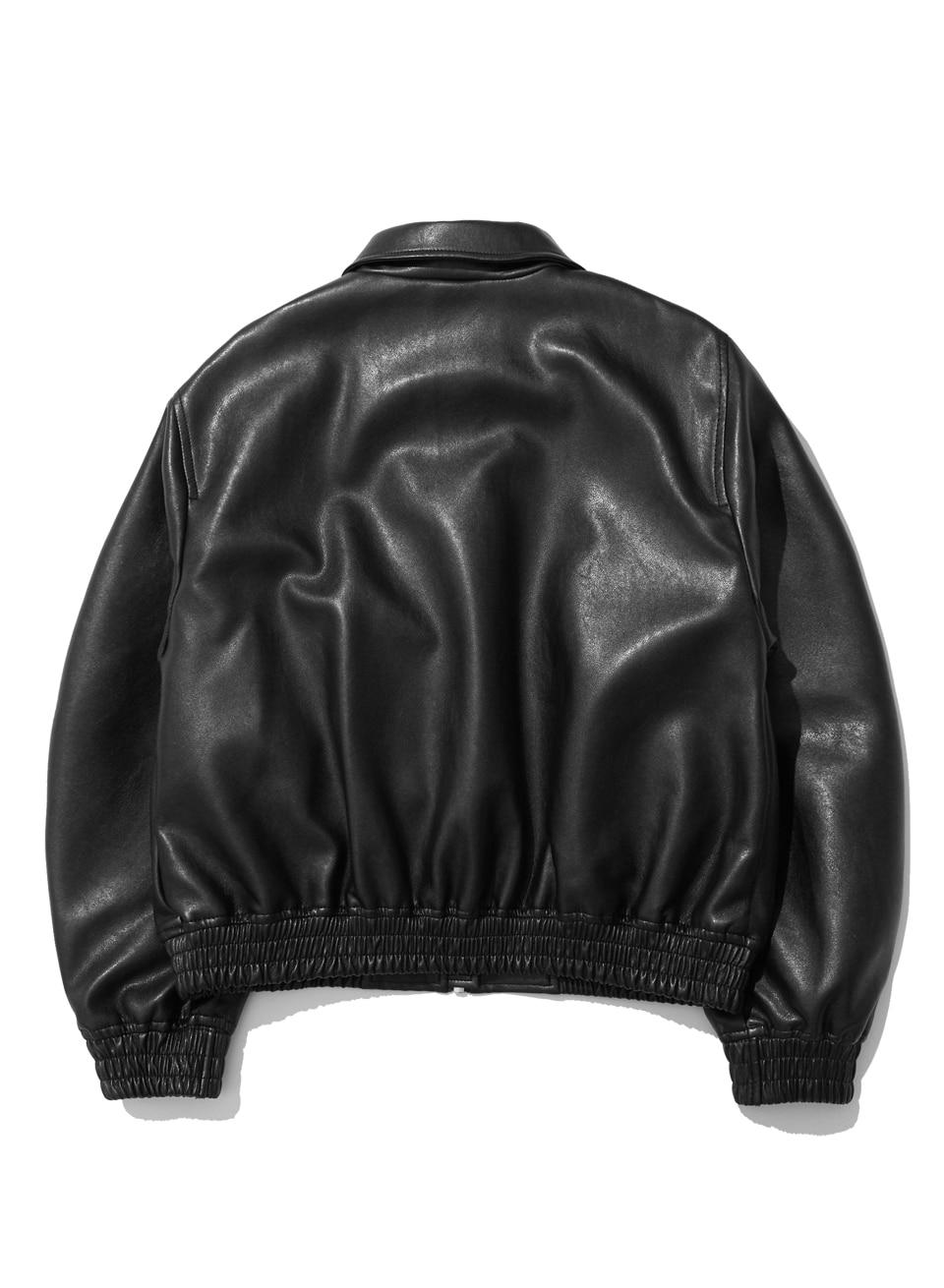 549 비건 레더 미니멀 자켓_블랙