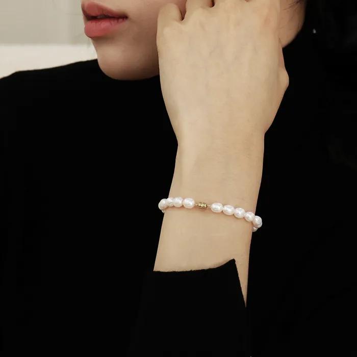 [담수진주] rice pearl bracelet(14K gold-filled magnetic clasp)