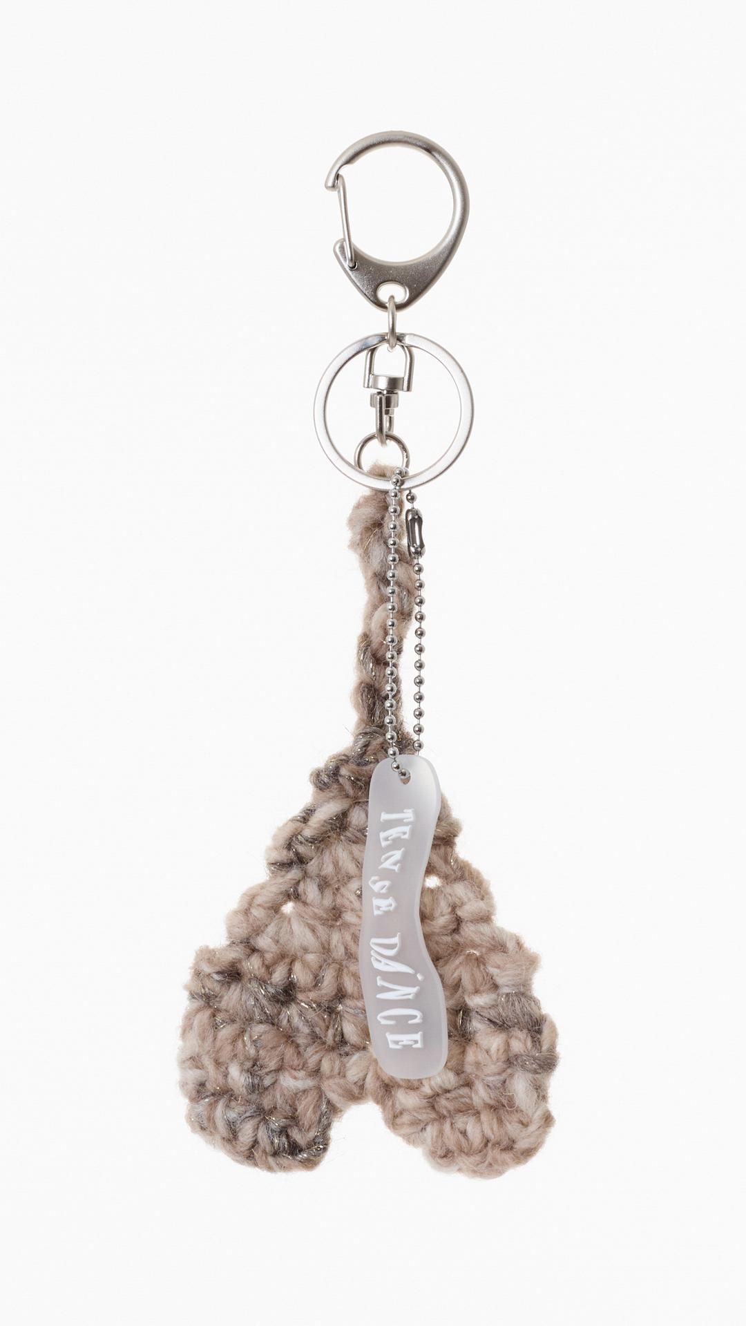 Soft heart key ring_glitter beige