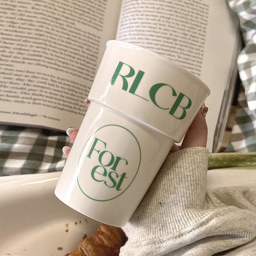 그린 포레스트 컵 세라믹 빈티지 레트로 감성 홈카페 커피 우유 유니크 집들이 생일 선물