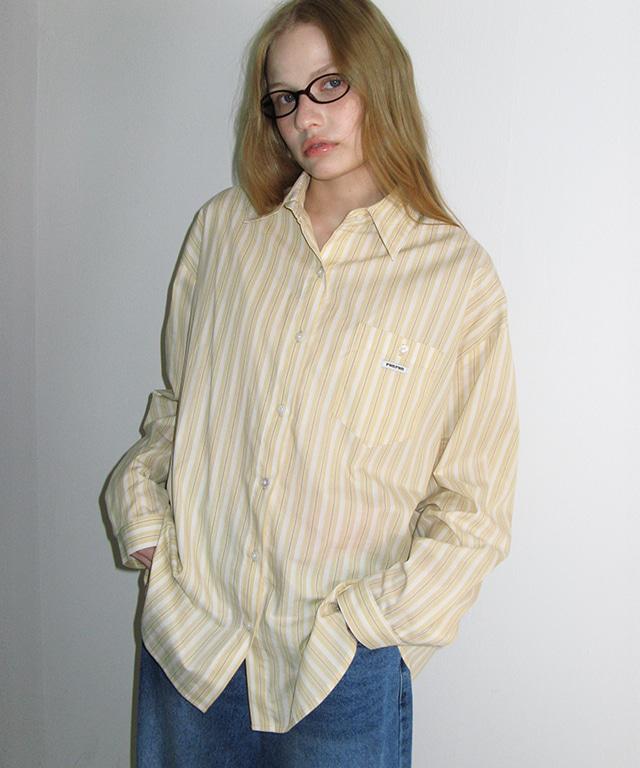 [4/8 순차배송] BUTTON POCKET OVERSIZED SHIRT YELLOW STRIPE