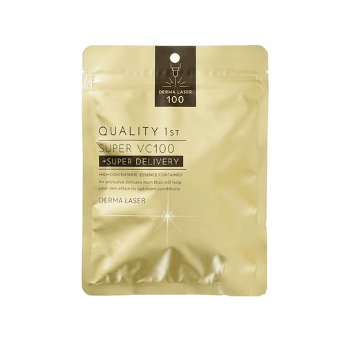 일본 QUALITY 1st DERMA LASER SUPER 더마 레이저 마스크 팩 7매입 VC100 모공케어 골드, 7개입, 1개