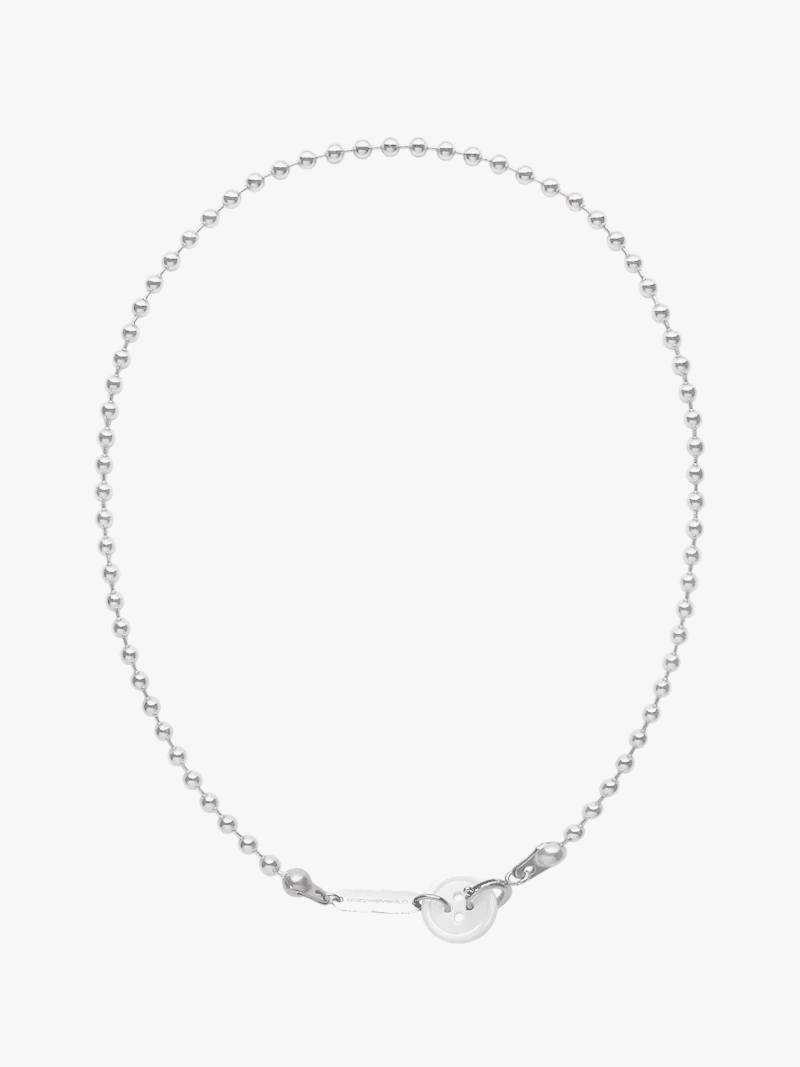 BUTTON BALL CHAIN NECKLACE_WHITE