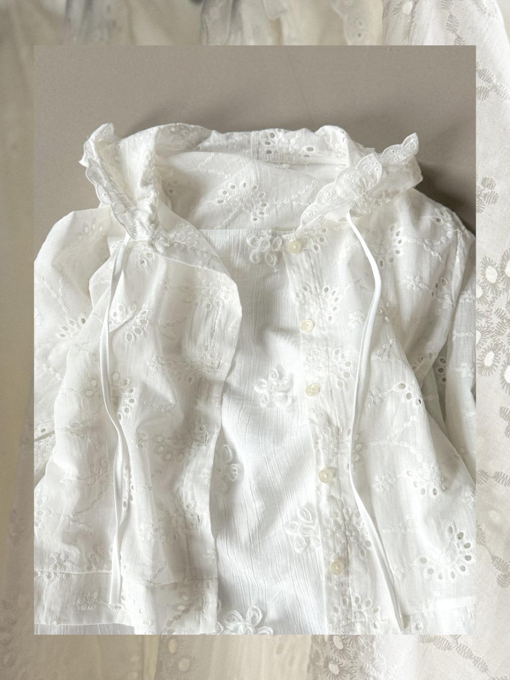 lace bloom button jacket y0040