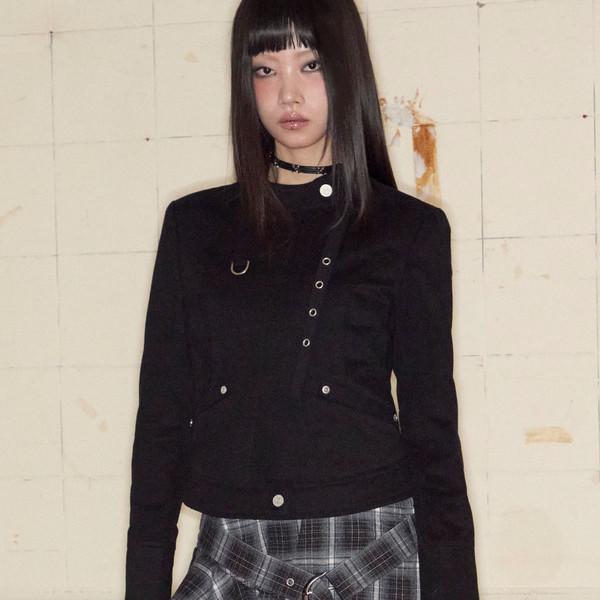 Cross Stud Moto Jacket (BLACK)