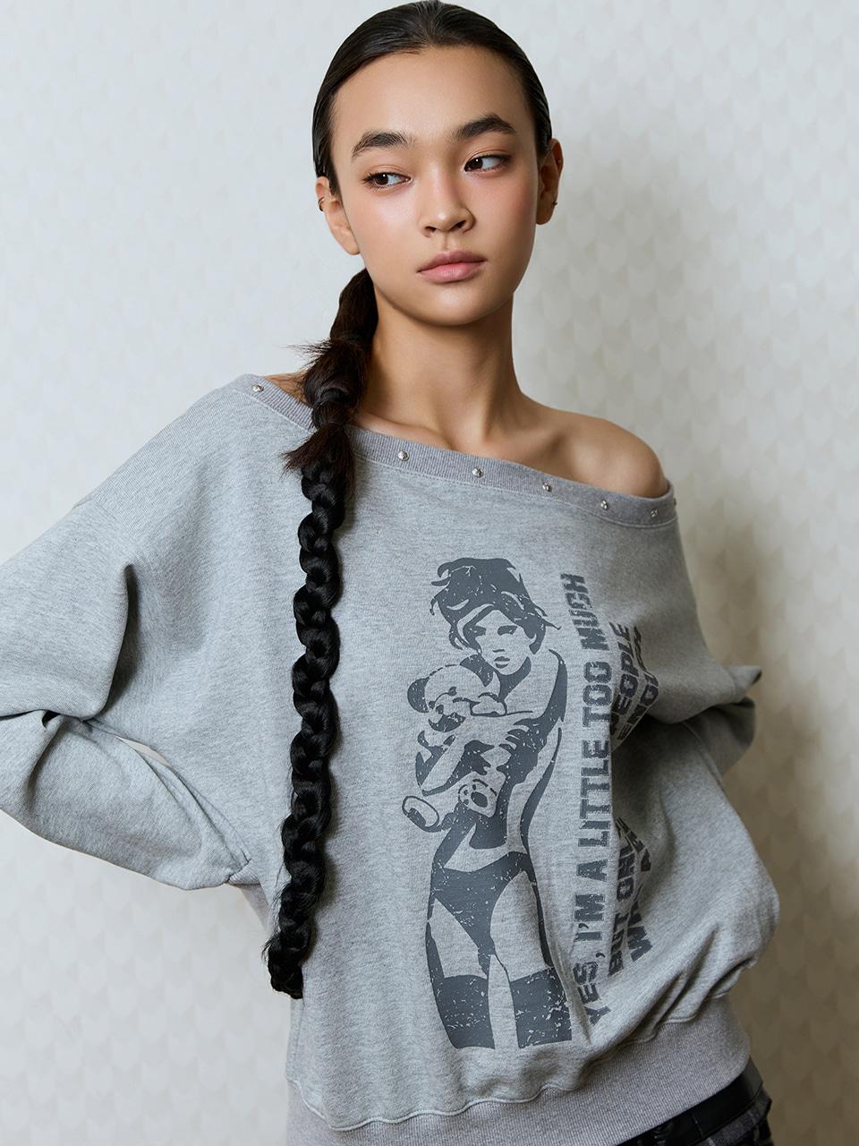 [미야오 나린 착용] GT ONE SHOULDER SWEATSHIRT(GRAY)