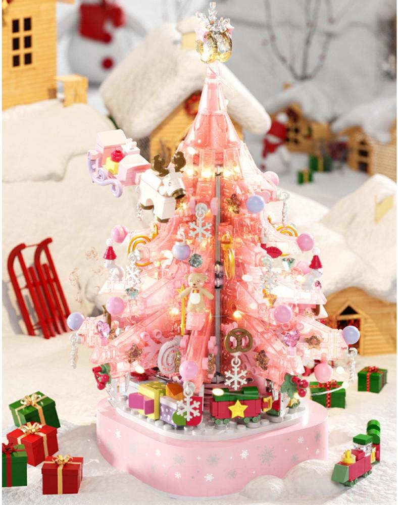 셈보 블럭 605024  핑크 크리스마스 트리 오르골 캐롤 멜로디 LED포함