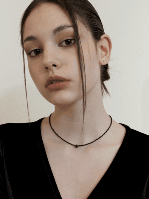 antique black cubic necklace