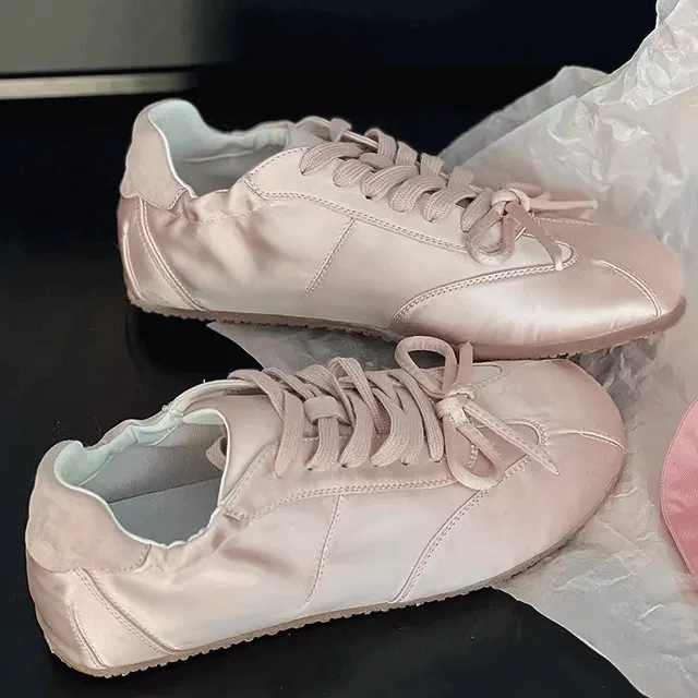 Ribbon Ballet 스니커즈 운동화 새틴 플랫 슈즈 발레코어