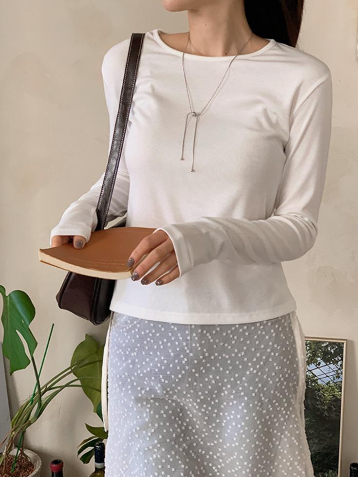 리리앤코 [쫀득이너/만능템/휘뚜루마뚜루템][44-120] 라디솔 스판 라운드넥 긴팔 티셔츠 (봄-가을-데일리룩-출근룩-빅사이즈-120사이즈-자체제작-네추럴핏-기본템-베이직-스판티셔츠-긴팔티셔츠)