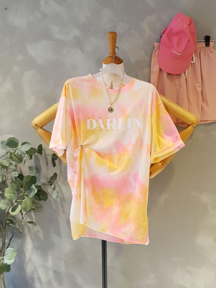 무료배송 달링 프린트 그라데이션 스판 반팔티