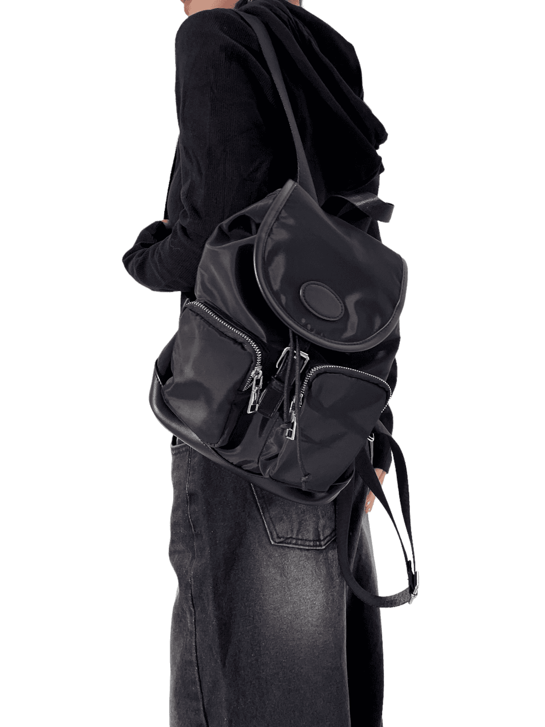 retro two pocket nylon backpack