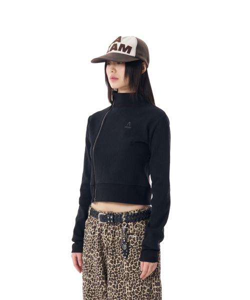 Side Neck Zip-Up (Black)