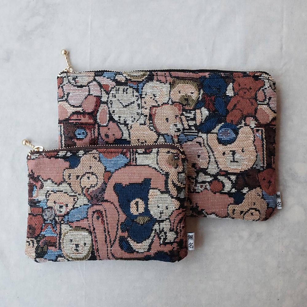 곰친구 pouch (2size) 곰돌이 자가드 파우치