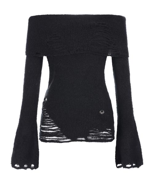 라라폭스(LALAFOX)  KNIT OFF-SHOULDER SLIM KNIT BLACK BQ4KL010 - 사이즈 & 후기 | 무신사