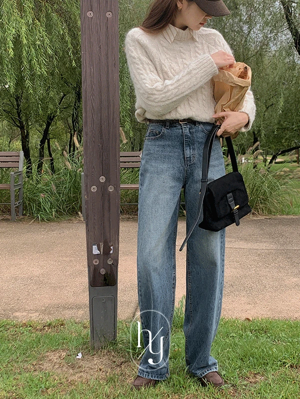 [오늘출발] [2만장돌파] [HONEST, YOU] 브론즈 워싱 와이드 청바지 데님 - pt(S,M,L/숏ver,롱ver)