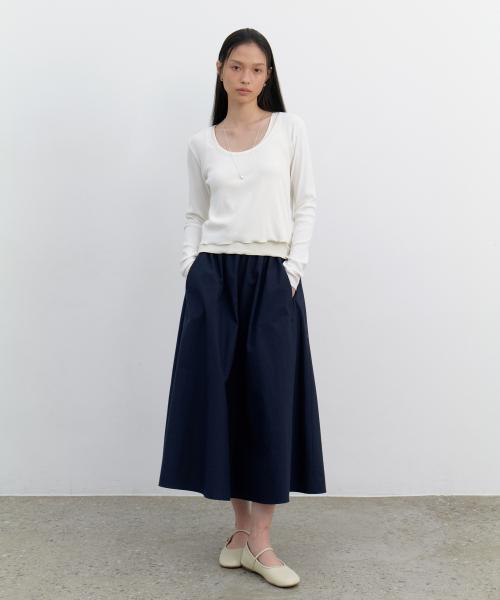 Shirring flare band skirt