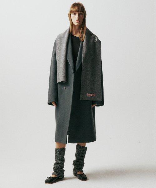 모스그린 오버핏 캐시미어 더블 롱 코트