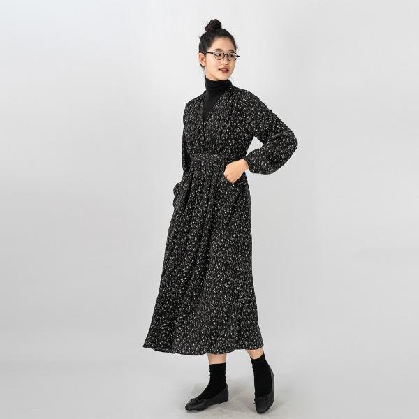 [호더] 어텀 브리즈 플로럴 원피스 (블랙)