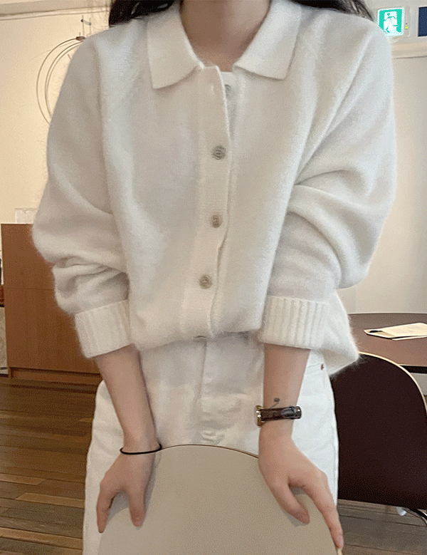 앙고라 울 니트 가디건 (3color,아이보리)