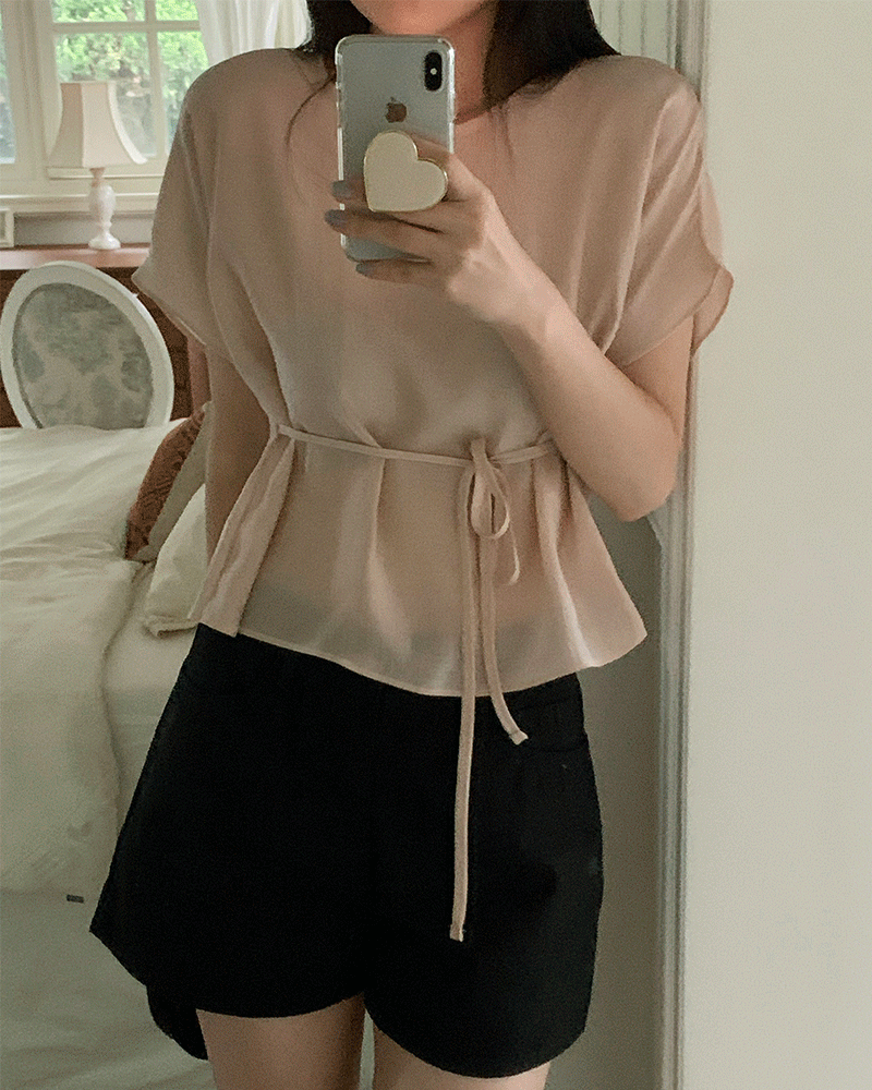 꼰미고 미르 스트링 블라우스