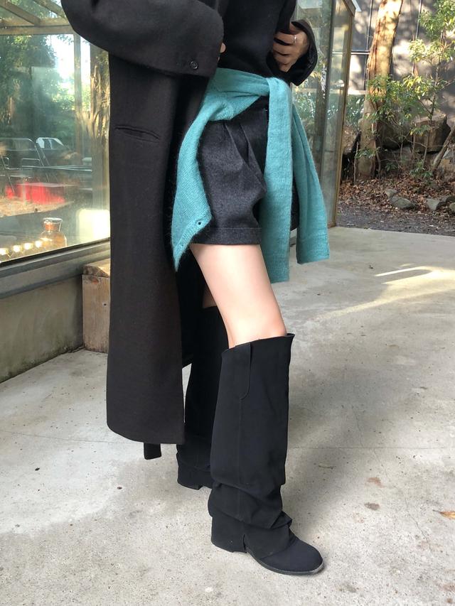 미세키서울 Draped chiton midi skirt pants SET CHARCOAL