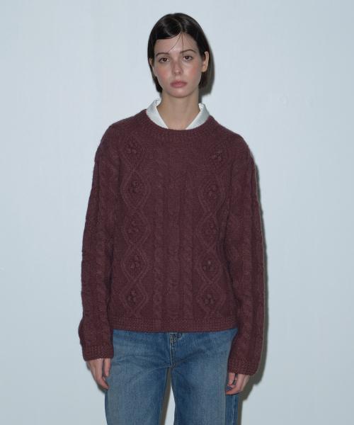 ARGYLE POMPOM KNIT (PURPLE)