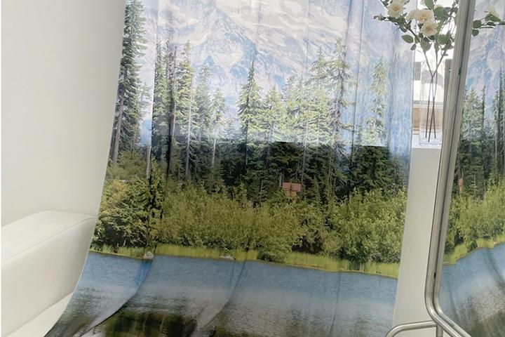 모닝 브리즈 쉬폰 패브릭 포스터 자연 풍경 인테리어 가리개 커튼 2sizes