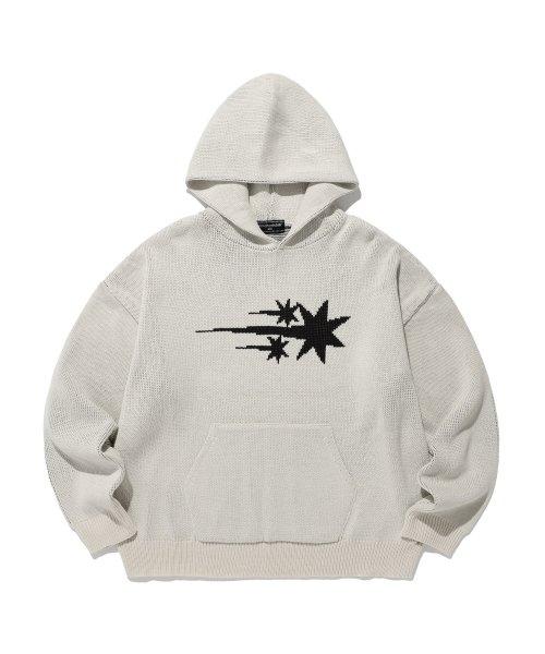 나이스고스트클럽(NICEGHOSTCLUB)  3STARS LOGO KNIT HOODIE_IVORY(NG2DFUK610A) - 사이즈 & 후기 | 무신사