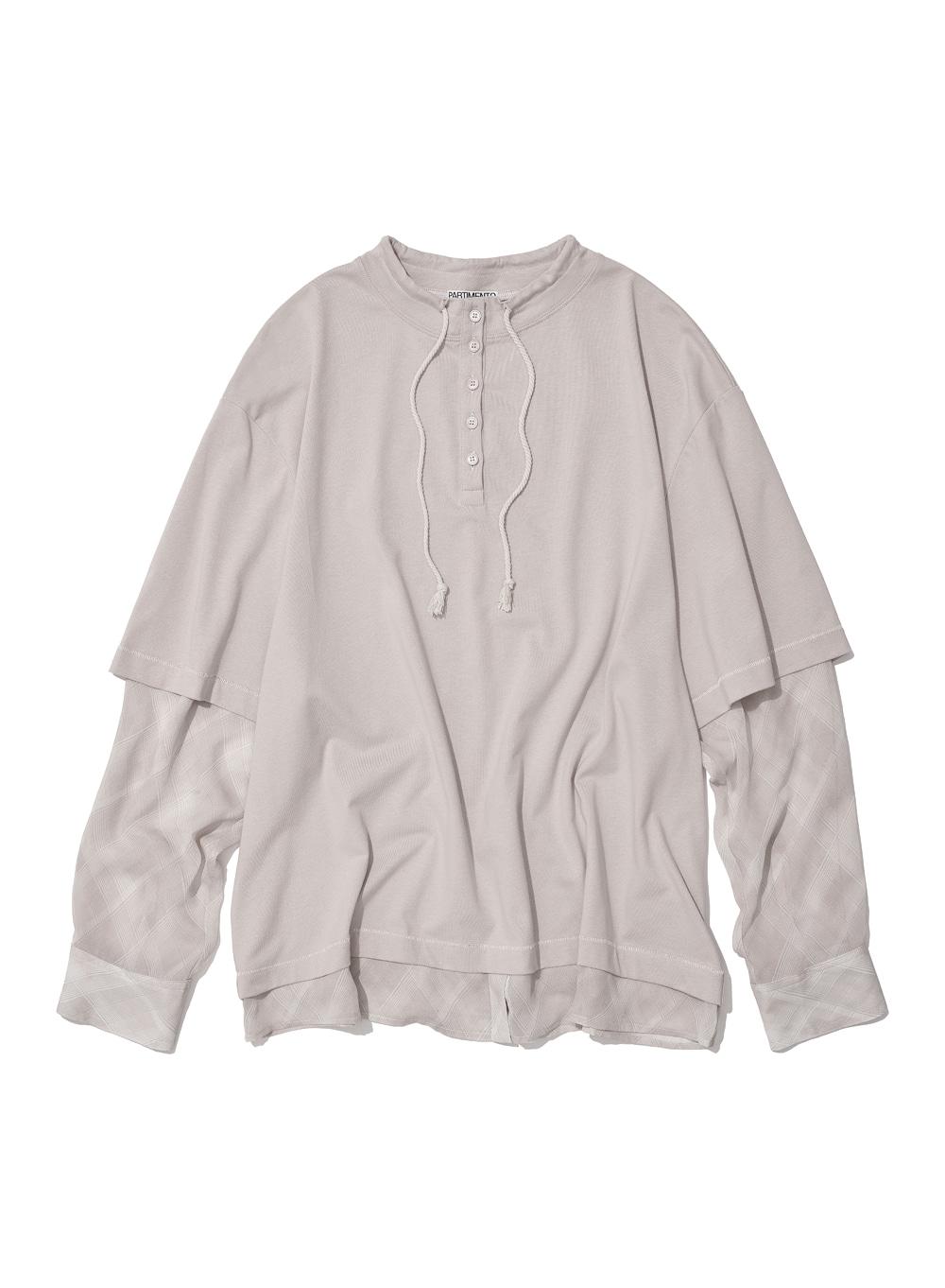 [WOMEN] HENLEY NECK ALL-IN-ONE LONG SLEEVE TEE_STONE