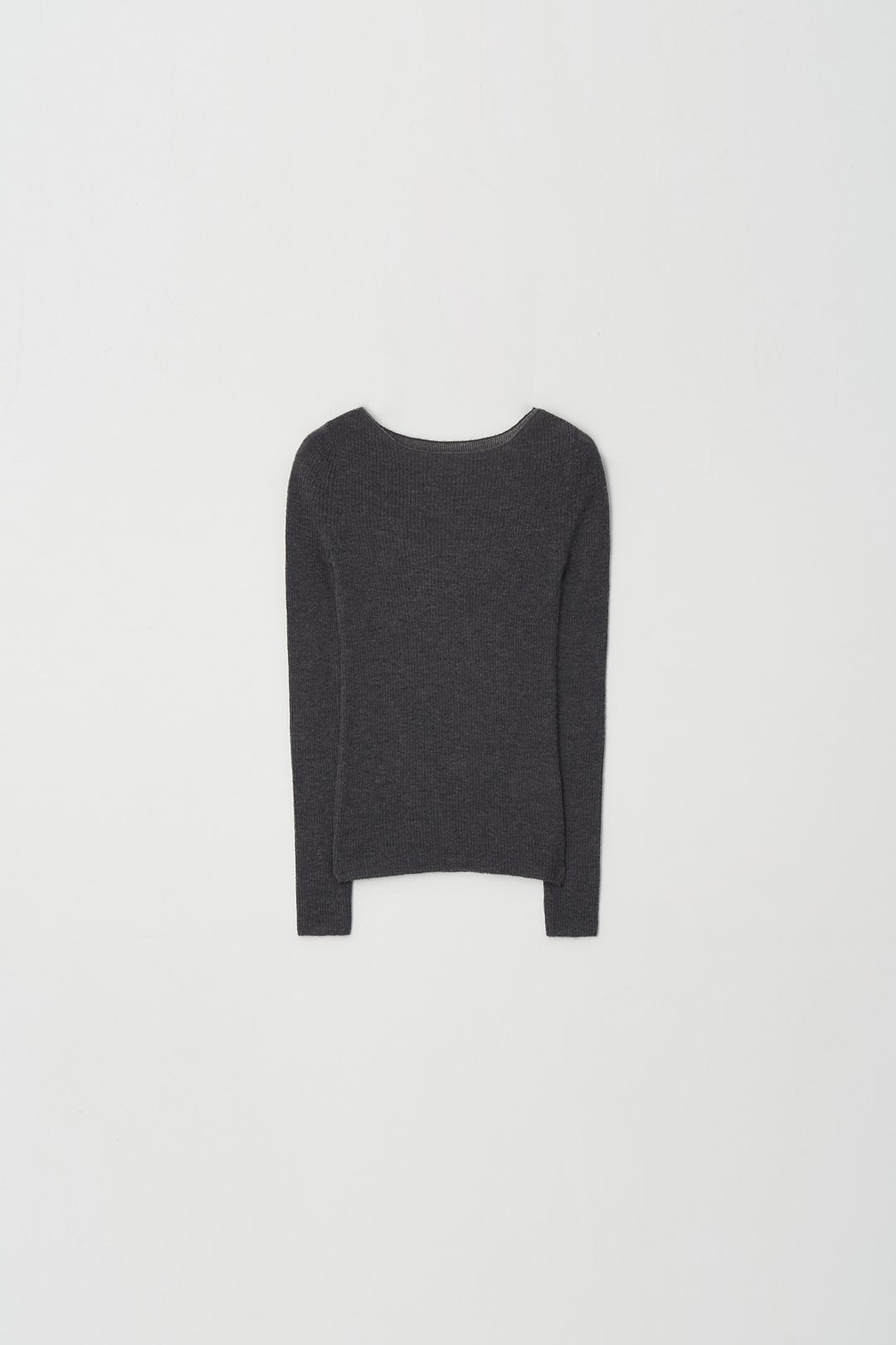 Basic Round Knit Top (charcoal)