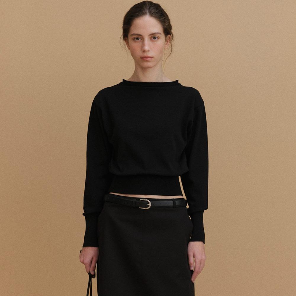 [예약배송 3/21] Rolled neck knit_black