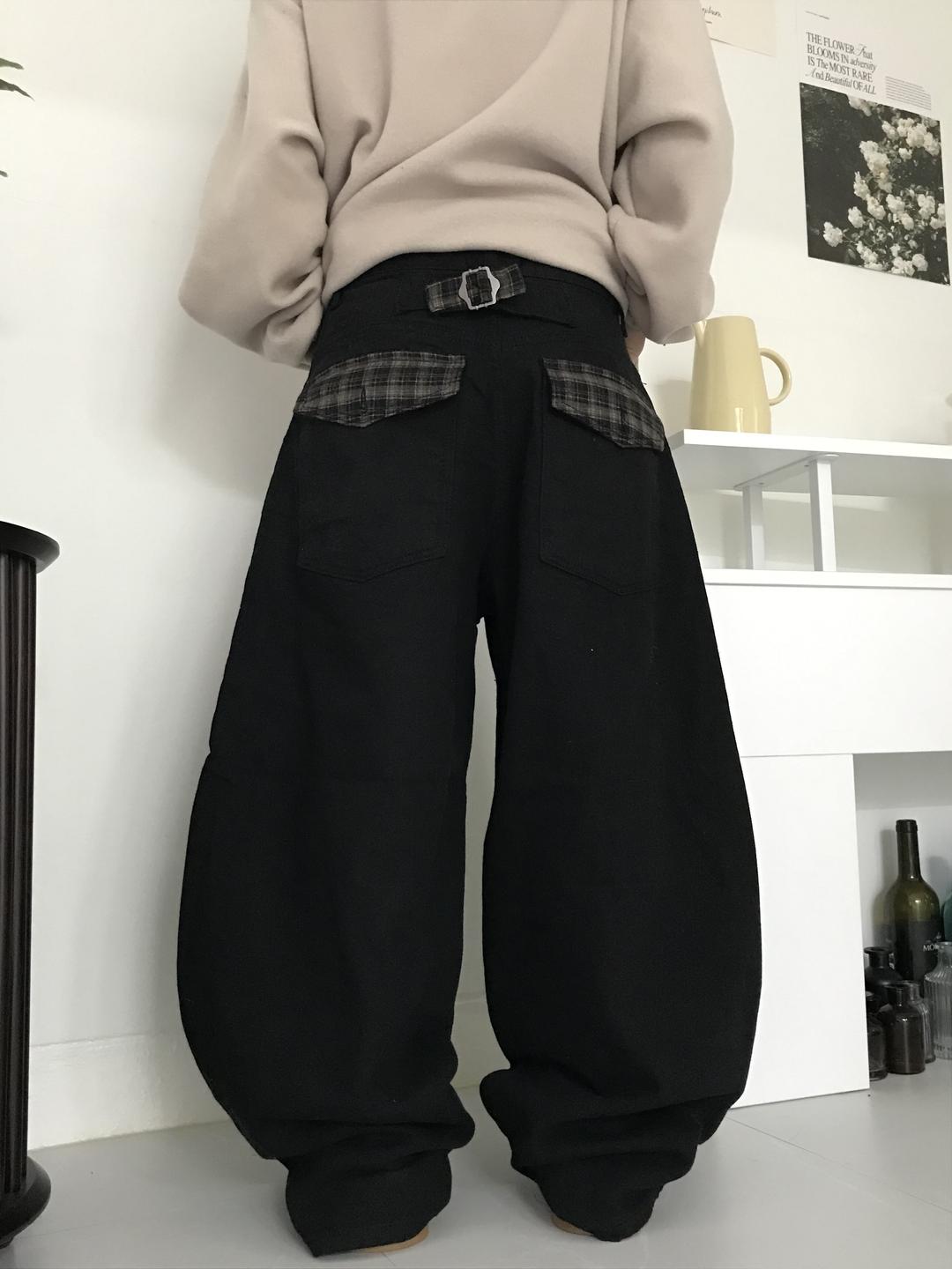 Pocket patch balloon wide pants