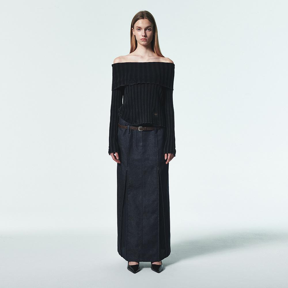 SHEER MIX MAXI SKIRT [DARK INDIGO BLUE]