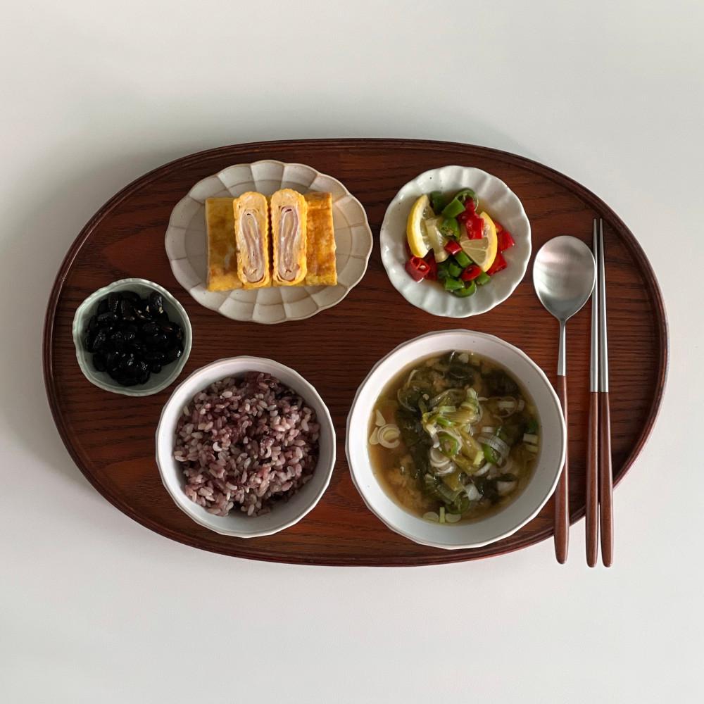 옻칠 우드 타원 트레이