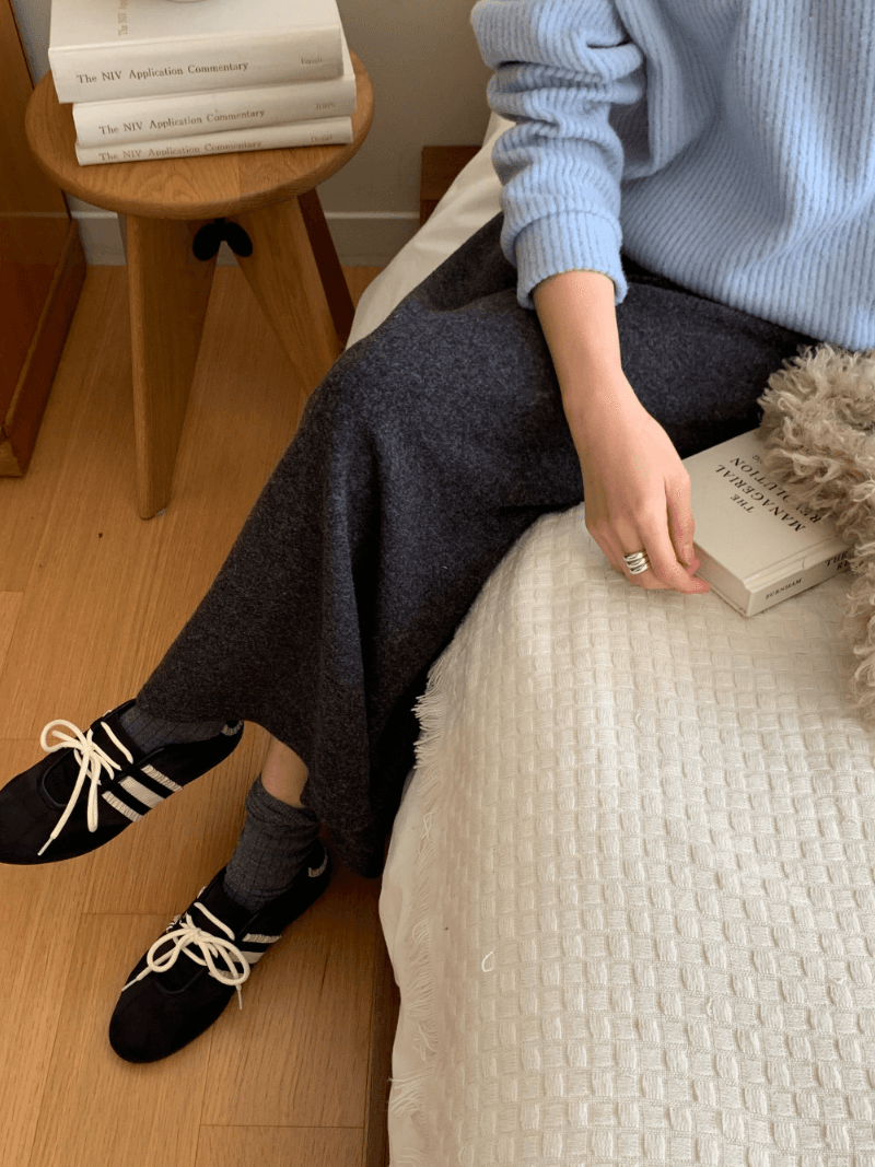 헬로마틸다 [아잉]맥시울 니트 스커트